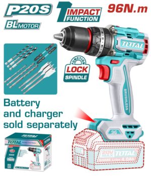 TOTAL ΕΠΑΓΓ. ΔΡΑΠ/ΒΙΔΟ ΚΡΟΥΣΤΙΚΟ ΜΠΑΤ. Li-ion 20V/96Nm BL Motor ΧΩΡΙΣ ΜΠΑΤ & ΦΟΡΤΙΣΤΗ (TIDLI209681)