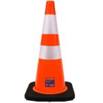 Κώνος σήμανσης μαύρη βάση 70cm Cresman pvc