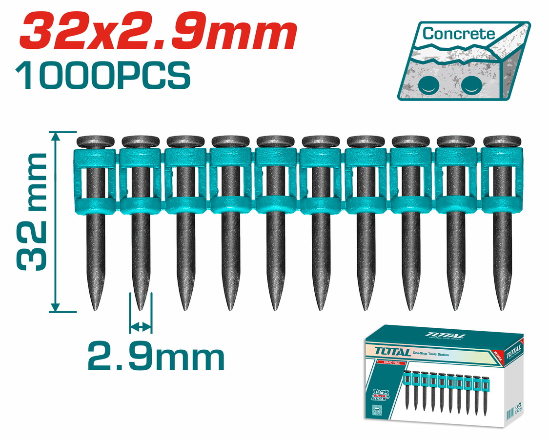 TAC02321 TOTAL ΚΑΡΦΙΑ ΓΙΑ ΣΚΥΡΟΔΕΜΑ 32mm / 1000 ΤΕΜ ΓΙΑ TCNLI9005 / TCNLI9008 (TAC02321) - Image 1