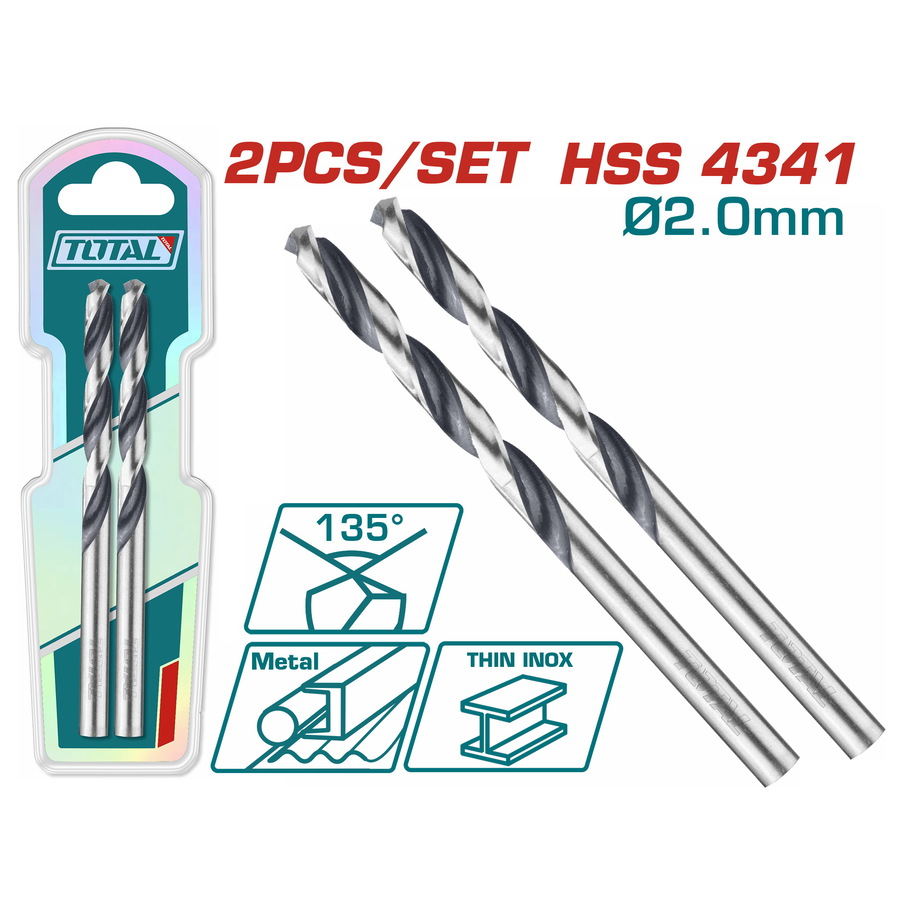 TAC1200024 TOTAL ΕΠΑΓΓ. ΤΡΥΠΑΝΙ HSS DIN4341 2mm 2τεμ (TAC1200024) - Image 1