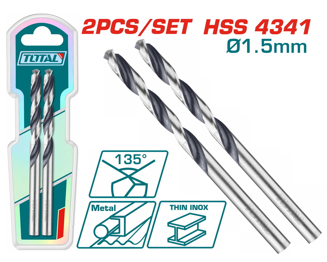 TAC1200154 TOTAL ΕΠΑΓΓ. ΤΡΥΠΑΝΙ HSS DIN4341 1.5mm 2τεμ (TAC1200154) - Image 1
