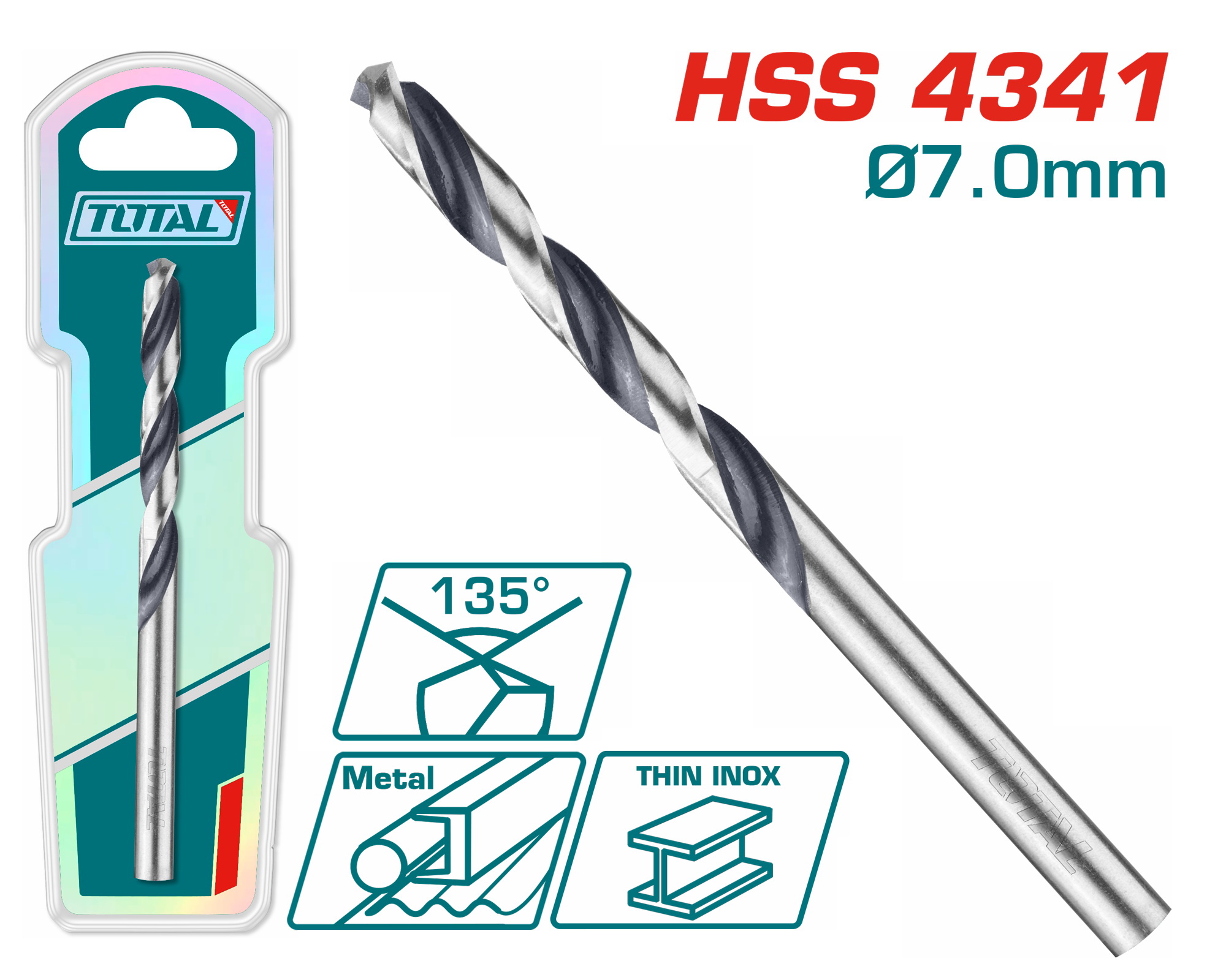 TAC1200704 TOTAL ΕΠΑΓΓ. ΤΡΥΠΑΝΙ HSS DIN4341 7mm 1τεμ (TAC1200704) - Image 1
