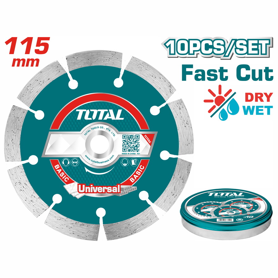 TAC2111153M TOTAL ΔΙΑΜΑΝΤΟΔΙΣΚΟΙ ΞΗΡΑΣ ΚΟΠΗΣ 115mm 10TEM ΣΕ ΜΕΤΑΛΛΙΚΟ ΚΟΥΤΑΚΙ (TAC2111153M) - Image 1