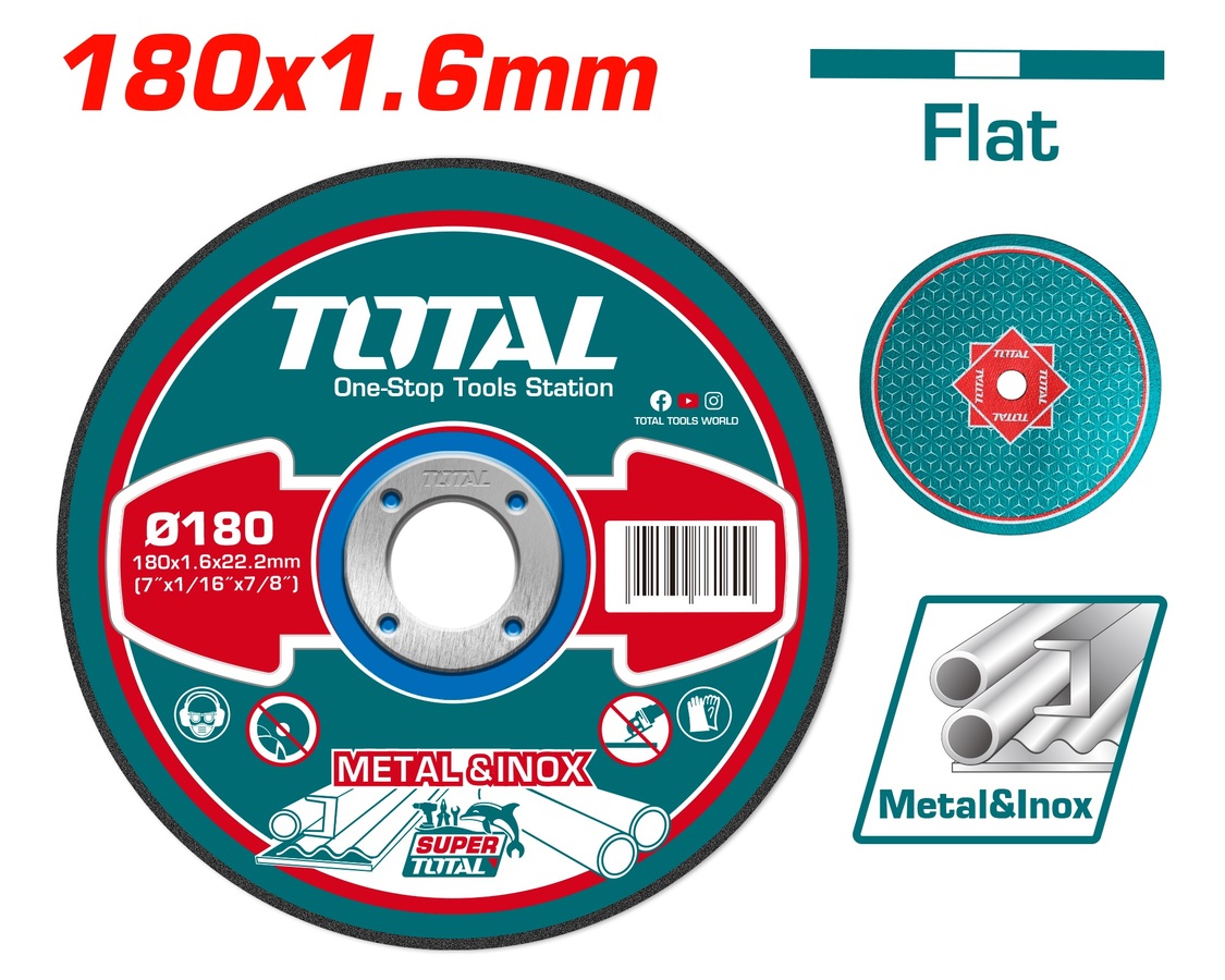 TAC2161801 TOTAL ΔΙΣΚΟΣ ΚΟΠΗΣ ΙΣΙΟΣ ΙΝΟΧ / ΜΕΤΑΛΛΟΥ 180 Χ 1.6mm (TAC2161801) - Image 1