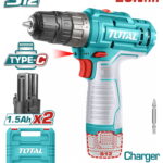 TOTAL ΔΡΑΠΑΝΟΚΑΤΣΑΒΙΔΟ ΜΠΑΤ. Li-ion 12V / 1.5Ah / 20Nm / 2 ΜΠΑΤ Type C (TDLI12202)