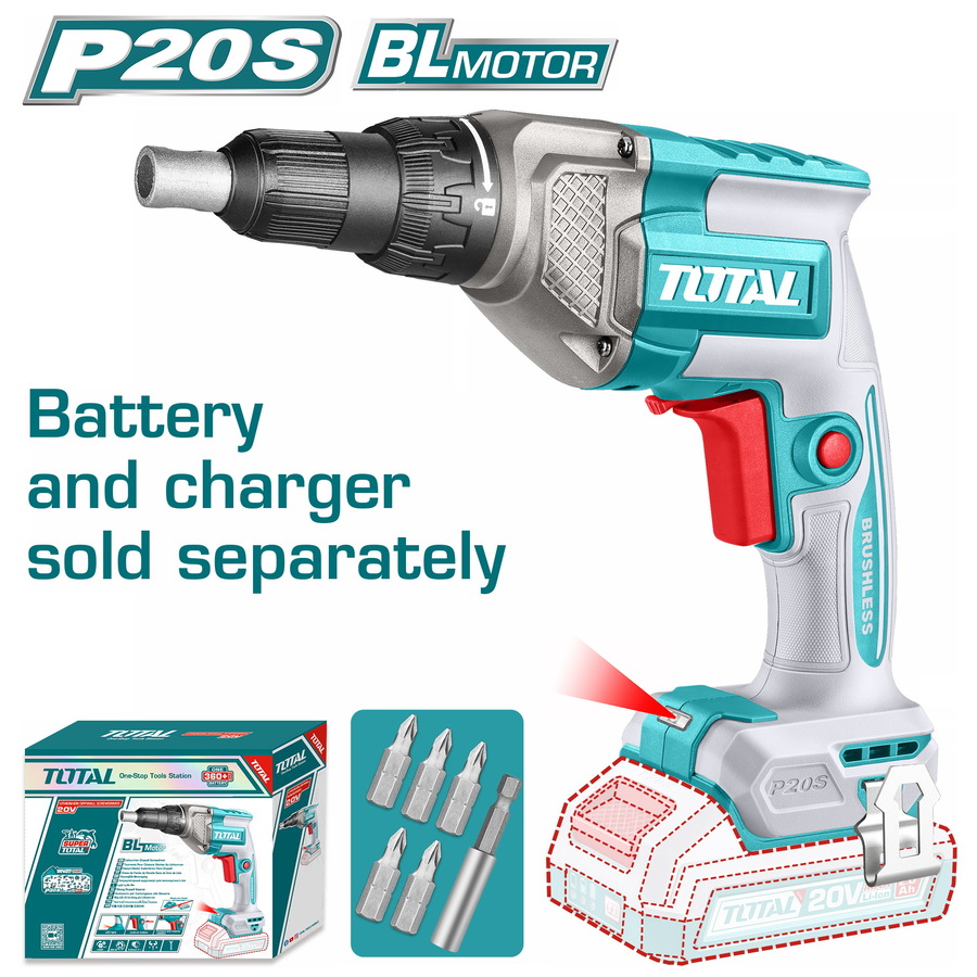 TDSLI20428 TOTAL ΕΠΑΓΓ. ΚΑΤΣΑΒΙΔΙ ΓΥΨΟΣΑΝΙΔΑΣ ΜΠΑΤ. Li-ion 20V ΧΩΡΙΣ ΜΠΑΤΑΡΙΑ & ΦΟΡΤΙΣΤΗ BL Motor (TDSLI20428) - Image 1