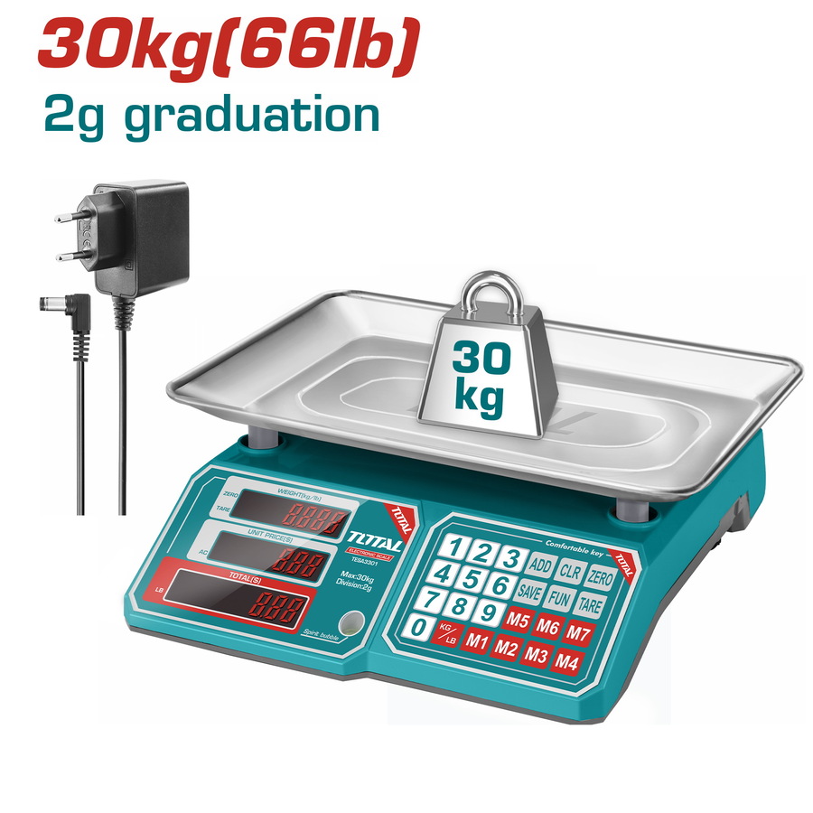 TESA3301 TOTAL ΗΛΕΚΤΡΟΝΙΚΗ ΖΥΓΑΡΙΑ 30Kg (TESA3301) - Image 1