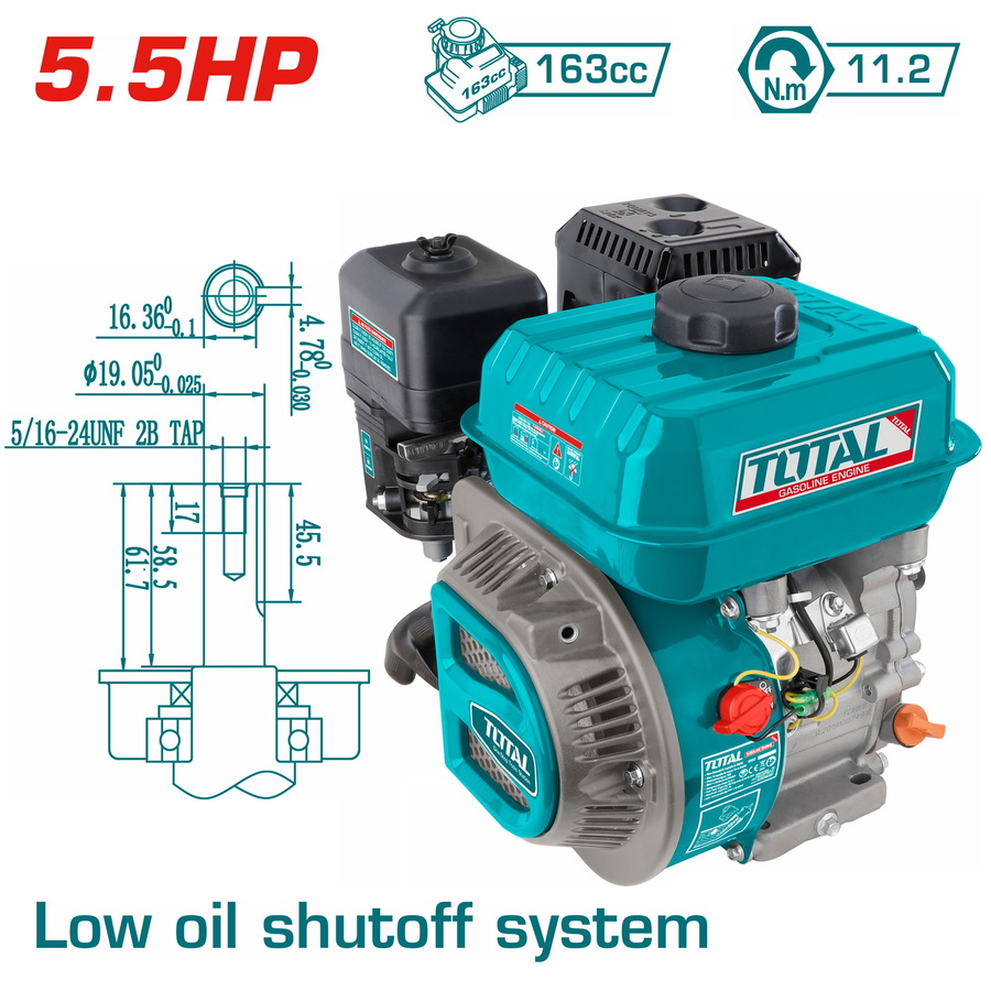 TGEN16811 TOTAL ΕΠΑΓΓ. ΚΙΝΗΤΗΡΑΣ ΒΕΝΖΙΝΗΣ 163cc - 5.5HP ΣΦΗΝΑ (TGEN16811) - Image 1