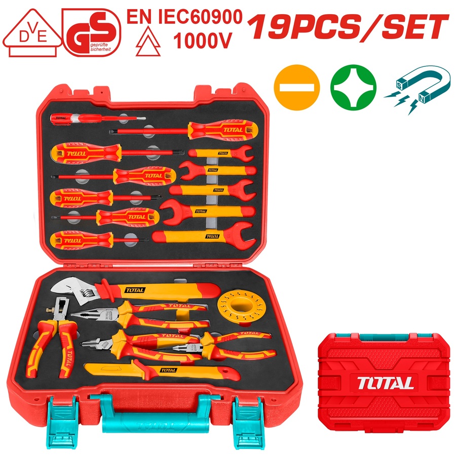 THKITH1901 TOTAL ΚΑΣΕΤΙΝΑ ΕΡΓΑΛΕΙΩΝ ΧΕΙΡΟΣ 1000V VDE 19ΤΕΜ (THKITH1901) - Image 1