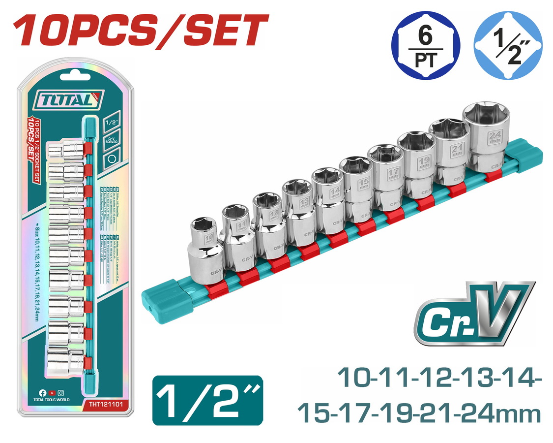 THT121101 TOTAL ΕΠΑΓΓ. ΣΕΤ ΚΑΡΥΔΑΚΙΑ 1/2" 10ΤΕΜ (THT121101) - Image 1