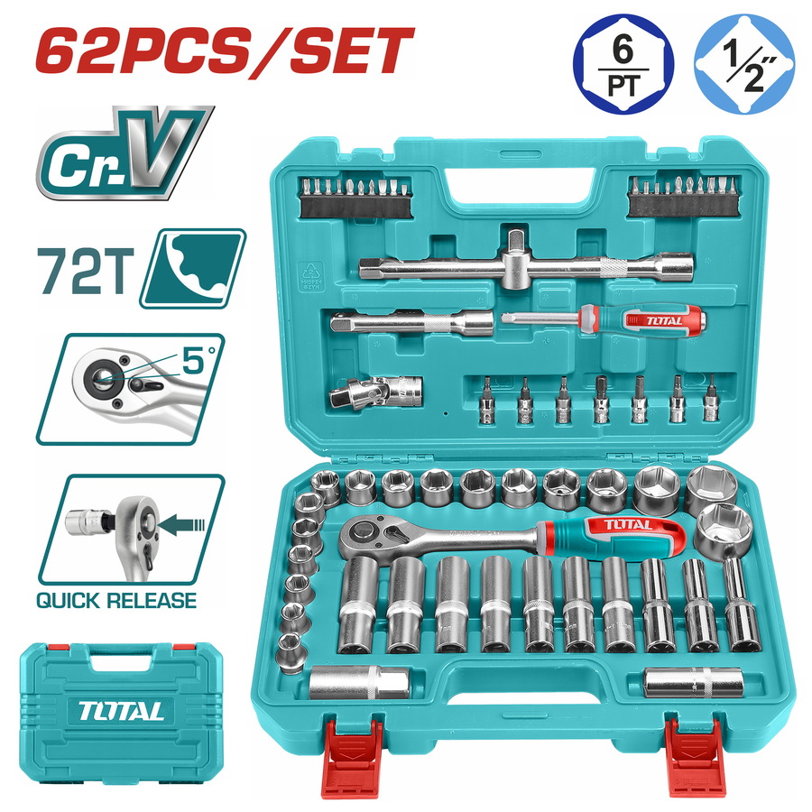 THT121602 TOTAL ΕΠΑΓΓ. ΚΑΣΕΤΙΝΑ ΚΑΡΥΔΑΚΙΑ 1/2" 62 ΤΕΜ (THT121602) - Image 1