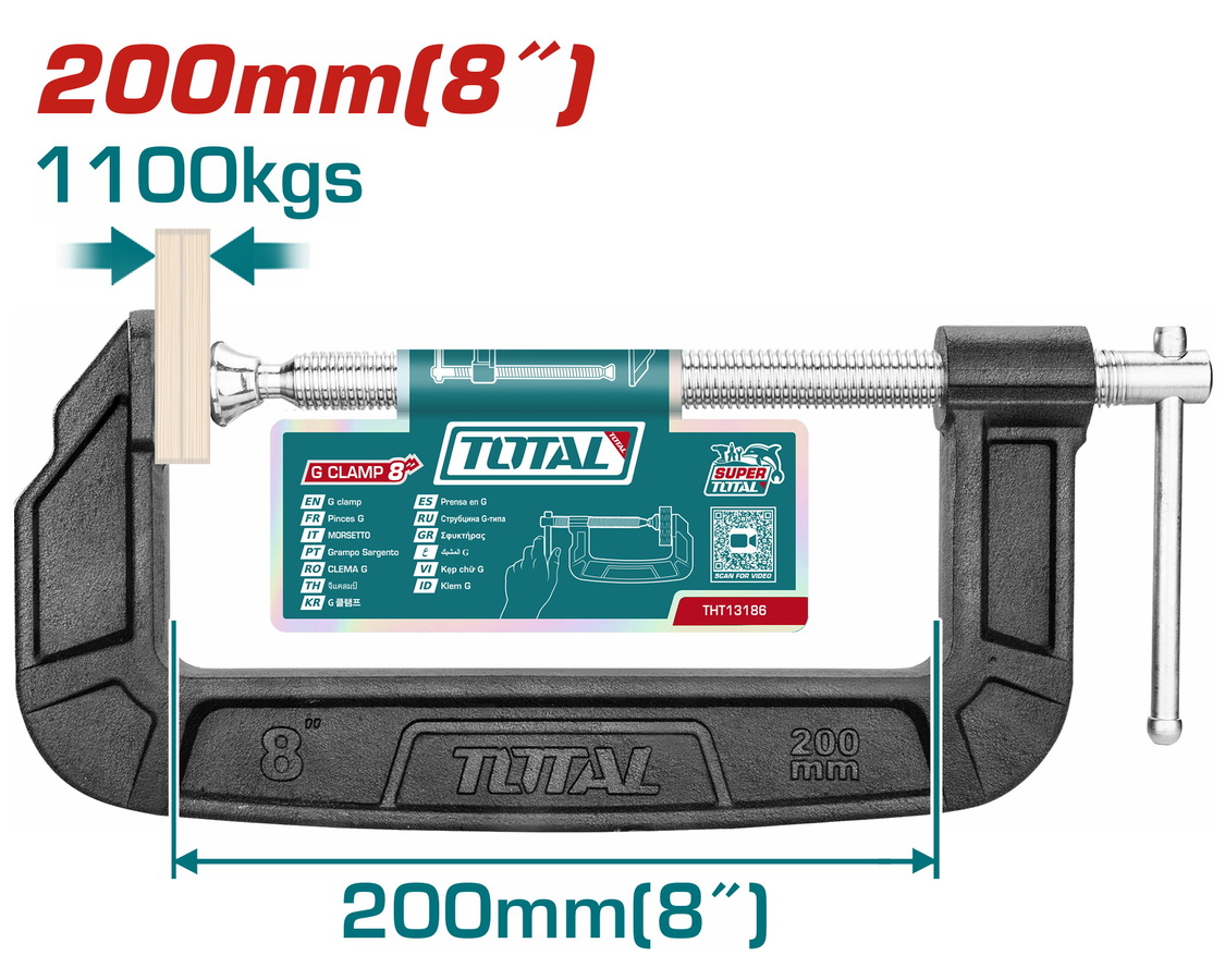 THT13186 TOTAL ΕΠΑΓΓ. ΣΦΙΓΚΤΗΡΑΣ ΜΑΡΑΓΚΩΝ ΤΥΠΟΥ G 8" (THT13186) - Image 1