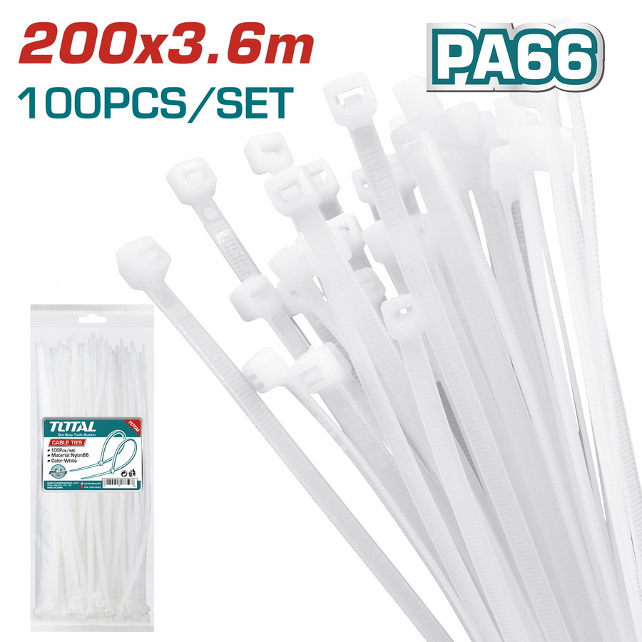 THTCT2001 TOTAL ΔΕΣΤΡΑΚΙΑ ΛΕΥΚΑ 200 Χ 3.6mm 100ΤΕΜ (THTCT2001) - Image 1