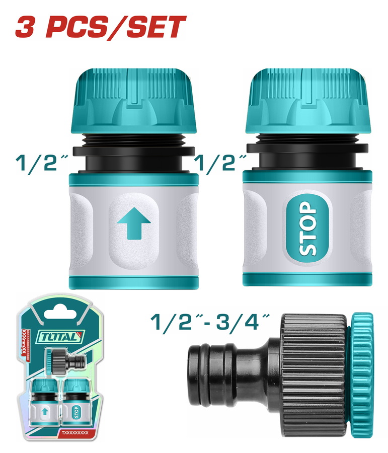THWS030301 TOTAL ΣΕΤ ΕΠΑΓΓ. ΤΑΧΥΣΥΝΔΕΣΜΟΙ ΝΕΡΟΥ 1/2" 3ΤΕΜ (THWS030301) - Image 1