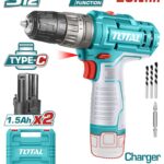 TOTAL ΔΡΑΠ/ΒΙΔΟ ΚΡΟΥΣΤΙΚΟ ΜΠΑΤ. Li-ion 12V / 1.5Ah / 20Nm / 2 ΜΠΑΤ (TIDLI12202)