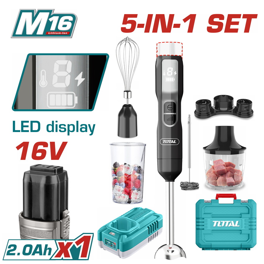 TJB056K TOTAL ΣΕΤ ΜΠΛΕΝΤΕΡ ΧΕΙΡΟΣ 5 σε 1 ΜΠΑΤ. Li-ion 16V / 2Ah / 1 ΜΠΑΤ (TJB056K) - Image 1