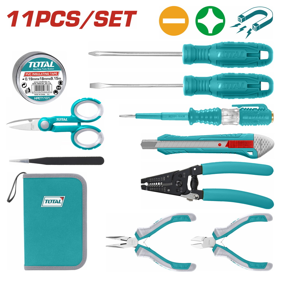 TKETS0111 TOTAL ΚΑΣΕΤΙΝΑ ΕΡΓΑΛΕΙΩΝ ΗΛΕΚΤΡΟΛΟΓΟΥ 11ΤΕΜ SUPER SELECT (TKETS0111) - Image 1