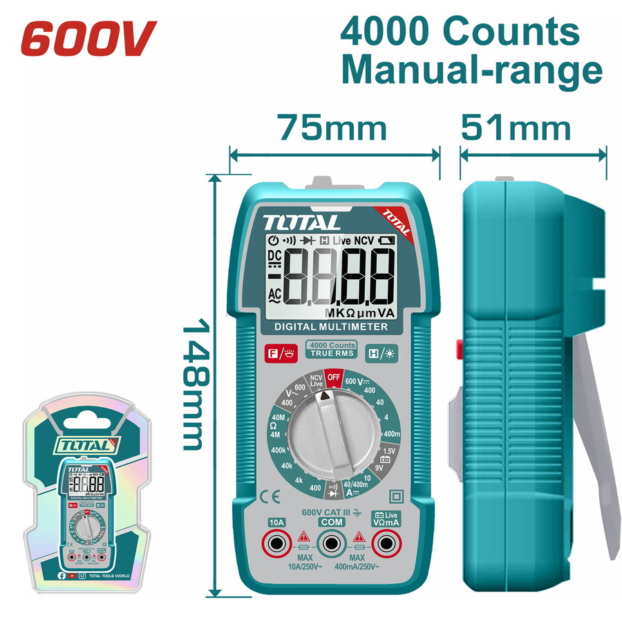 TMT536002 TOTAL ΕΠΑΓΓ. ΠΟΛΥΜΕΤΡΟ ΨΗΦΙΑΚΟ 600V True RMS με Μέτρηση AC/DC (TMT536002) - Image 1