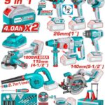 TOTAL ΕΠΑΓΓ. ΣΕΤ 9τεμ ΕΡΓΑΛΕΙΩΝ ΜΠΑΤ. Li-ion 20V / 4Ah / 2 ΜΠΑΤΑΡΙΕΣ BL Motor (TOSLI250381E)