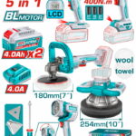 TOTAL ΕΠΑΓΓ. ΣΕΤ 5τεμ ΕΡΓΑΛΕΙΩΝ ΜΠΑΤ. Li-ion 20V / 4Ah / 2 ΜΠΑΤΑΡΙΕΣ BL Motor (TOSLI250592E)