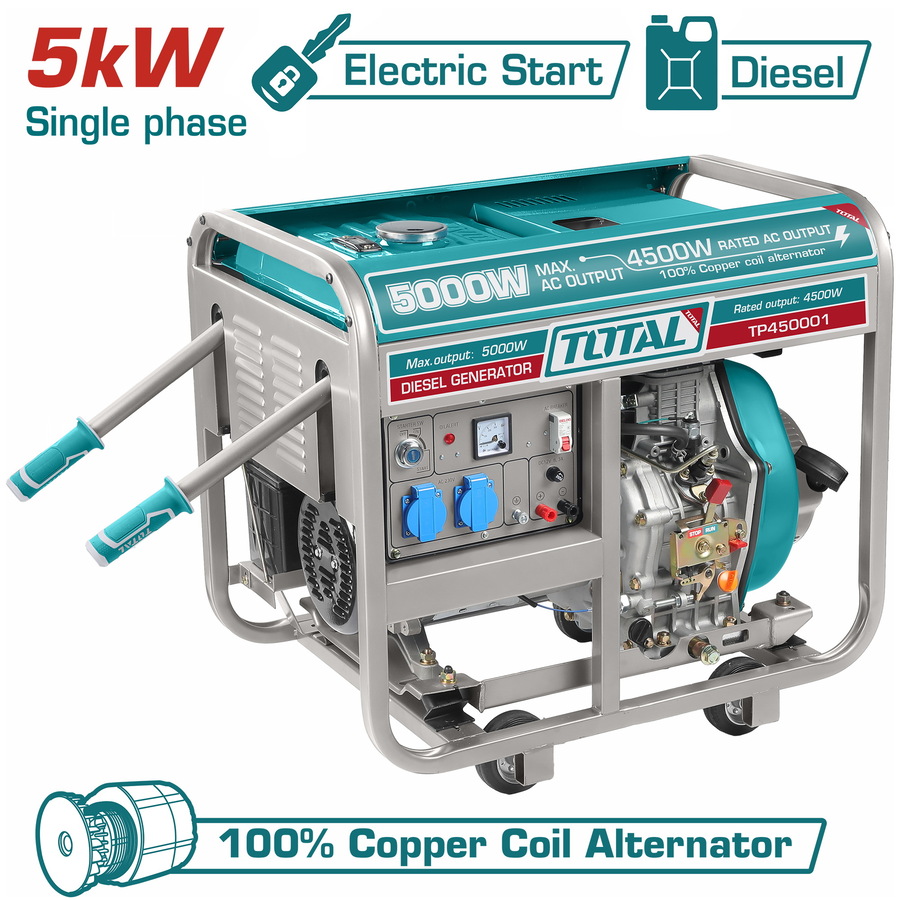 TP450001 TOTAL ΗΛΕΚΤΡΟΓΕΝΝΗΤΡΙΑ DIESEL ΜΟΝΟΦΑΣΙΚΗ 5.000W (TP450001) - Image 1