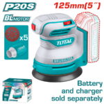 TOTAL ΕΠΑΓΓ. ΕΚΚΕΝΤΡΟ ΤΡΙΒΕΙΟ ΧΟΥΦΤΑΣ ΜΠΑΤ. Li-ion 20V / 125mm ΧΩΡΙΣ ΜΠΑΤΑΡΙΑ & ΦΟΡΤΙΣΤΗ (TROSLI2002)