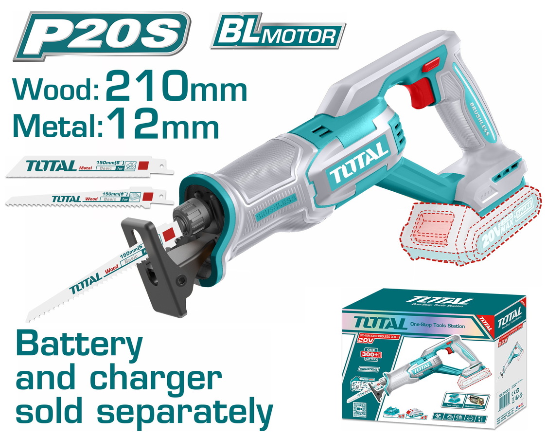TRSLI2108 TOTAL ΕΠΑΓΓ. ΣΠΑΘΟΣΕΓΑ ΜΠΑΤ. Li-ion 20V ΧΩΡΙΣ ΜΠΑΤΑΡΙΑ & ΦΟΡΤΙΣΤΗ BL Motor (TRSLI2108) - Image 1