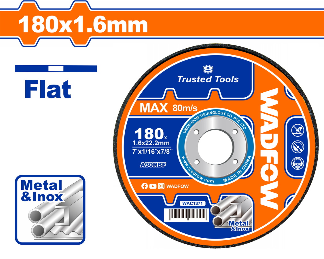 WAC1371 WADFOW ΔΙΣΚΟΣ ΚΟΠΗΣ ΙΝΟΧ/ΜΕΤΑΛΛΟΥ ΙΣΙΟΣ 180 Χ 1.6mm (WAC1371) - Image 1