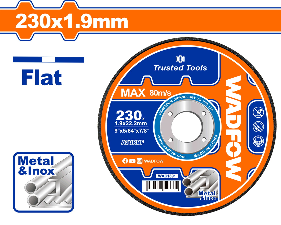 WAC1391 WADFOW ΔΙΣΚΟΣ ΚΟΠΗΣ ΙΝΟΧ/ΜΕΤΑΛΛΟΥ ΙΣΙΟΣ 230 Χ 1.9mm (WAC1391) - Image 1