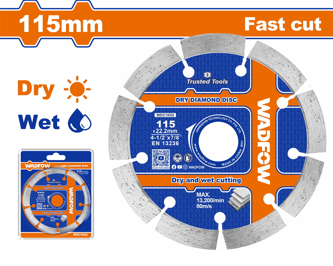 WDC1K02 WADFOW ΔΙΑΜΑΝΤΟΔΙΣΚΟΣ ΞΗΡΑΣ & ΥΓΡΑΣ ΚΟΠΗΣ 115mm (WDC1K02) - Image 1