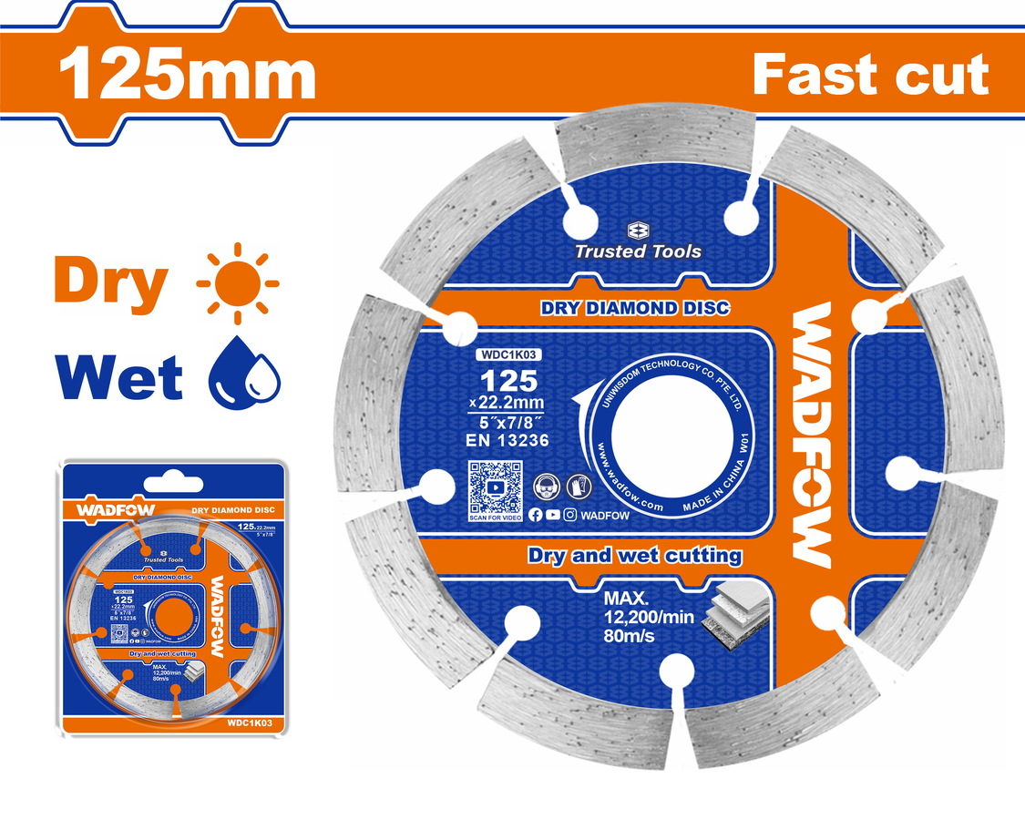WDC1K03 WADFOW ΔΙΑΜΑΝΤΟΔΙΣΚΟΣ ΞΗΡΑΣ & ΥΓΡΑΣ ΚΟΠΗΣ 125mm (WDC1K03) - Image 1