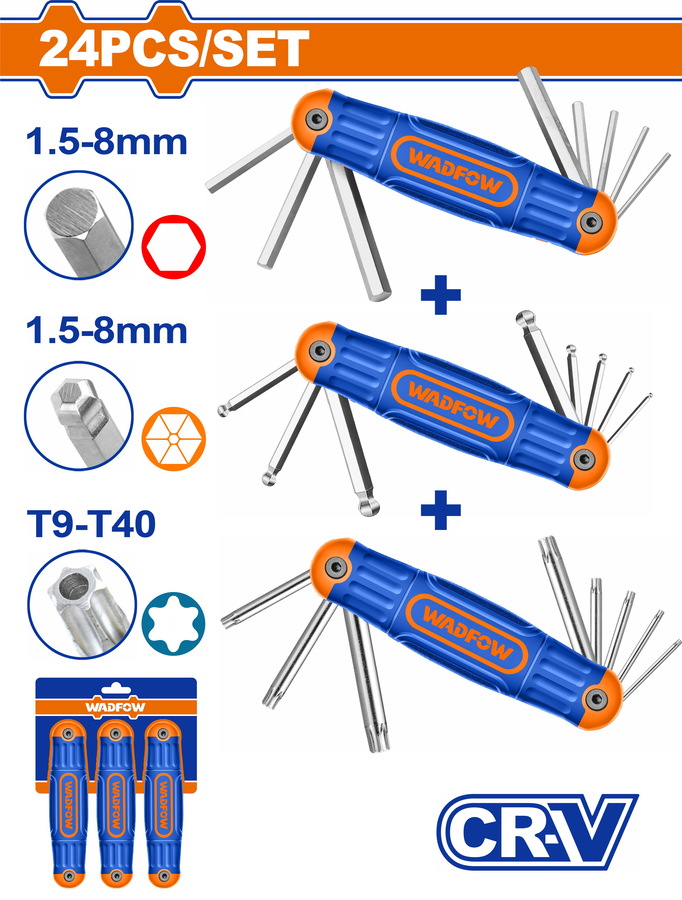 WHK4203 WADFOW ΣΕΤ ΚΛΕΙΔΙΑ ΑΛΛΕΝ + ΑΛΛΕΝ ΜΠΙΛΙΑΣ + TORX 24 ΤΕΜ ΣΟΥΓΙΑΣ ONE PROMOTION (WHK4203) - Image 1
