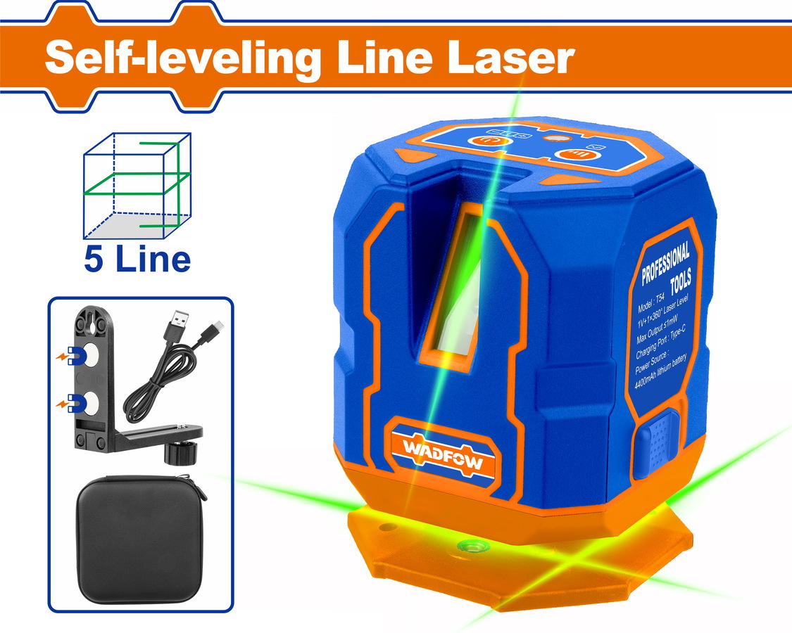 WLE1M05 WADFOW ΑΛΦΑΔΙ LASER ΑΥΤΟ-ΟΡΙΖΟΝΤΙΟΥΜΕΝΟ 0-30m 5 LINE ΜΕ ΠΡΑΣΙΝΕΣ ΑΚΤΙΝΕΣ (WLE1M05) - Image 1