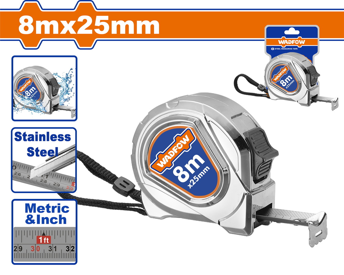 WMT4440 WADFOW ΜΕΤΡΟΤΑΙΝΙΑ ΜΕΤΑΛΛΙΚΗ 8m X 25mm (WMT4440) - Image 1