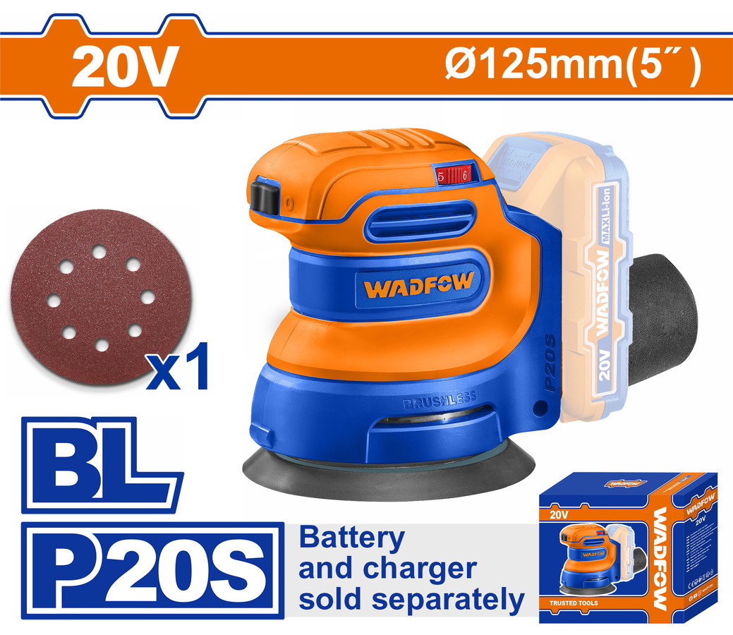 WRAP5030 WADFOW ΕΚΚΕΝΤΡΟ ΤΡΙΒΕΙΟ 125mm ΜΠΑΤ. Li-ion 20V ΧΩΡΙΣ ΜΠΑΤΑΡΙΑ & ΦΟΡΤΙΣΤΗ (WRAP5030) - Image 1