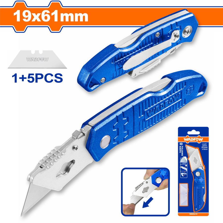 WSK9419 WADFOW ΜΑΧΑΙΡΙ ΜΟΚΕΤΑΣ ΑΝΑΔΙΠΛΟΥΜΕΝΟ 19 Χ 61mm (WSK9419) - Image 1