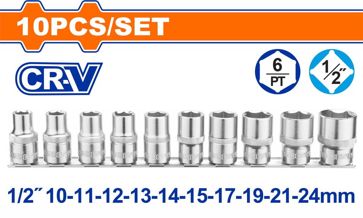 WST2410 WADFOW ΣΕΤ ΚΑΡΥΔΑΚΙΑ ΕΞΑΓΩΝΑ 1/2" 10ΤΕΜ (WST2410) - Image 1