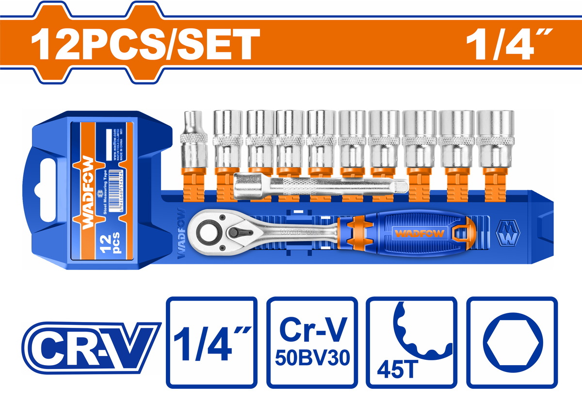 WST4212 WADFOW ΣΕΤ ΚΑΡΥΔΑΚΙΑ ΜΕ ΚΑΣΤΑΝΙΑ 1/4" 12ΤΕΜ (WST4212) - Image 1