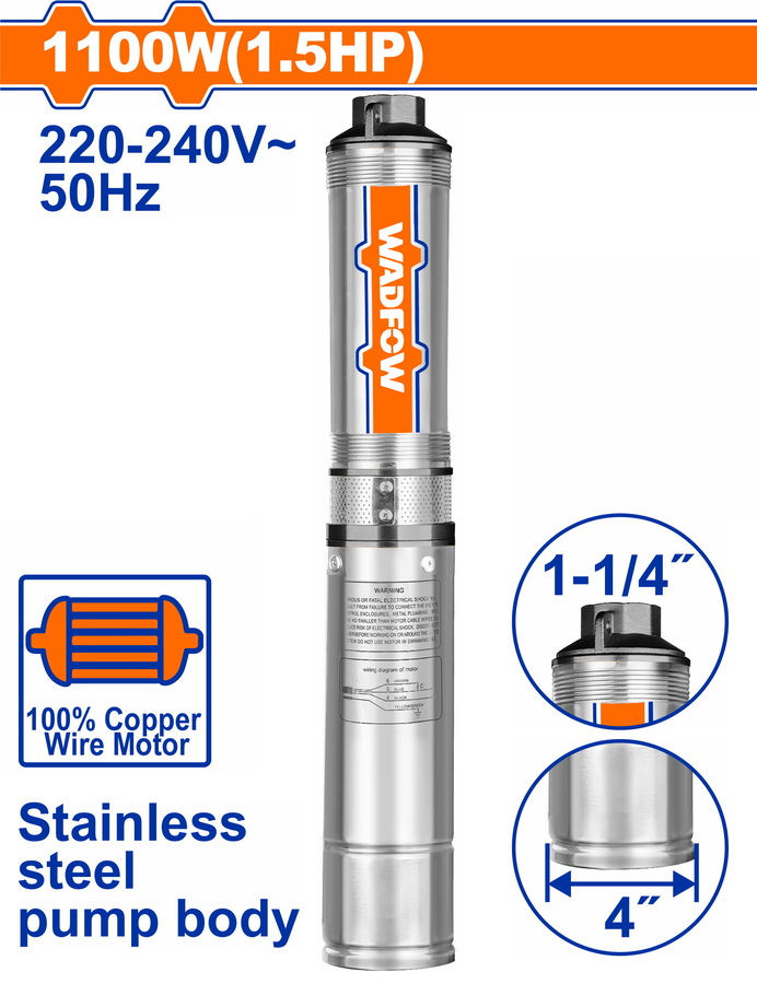 WWPDA04 WADFOW ΥΠΟΒΡΥΧΙΑ ΑΝΤΛΙΑ ΠΗΓΑΔΙΩΝ ΙΝΟΧ 4" / 1.100W / 1.5ΗΡ (WWPDA04) - Image 1