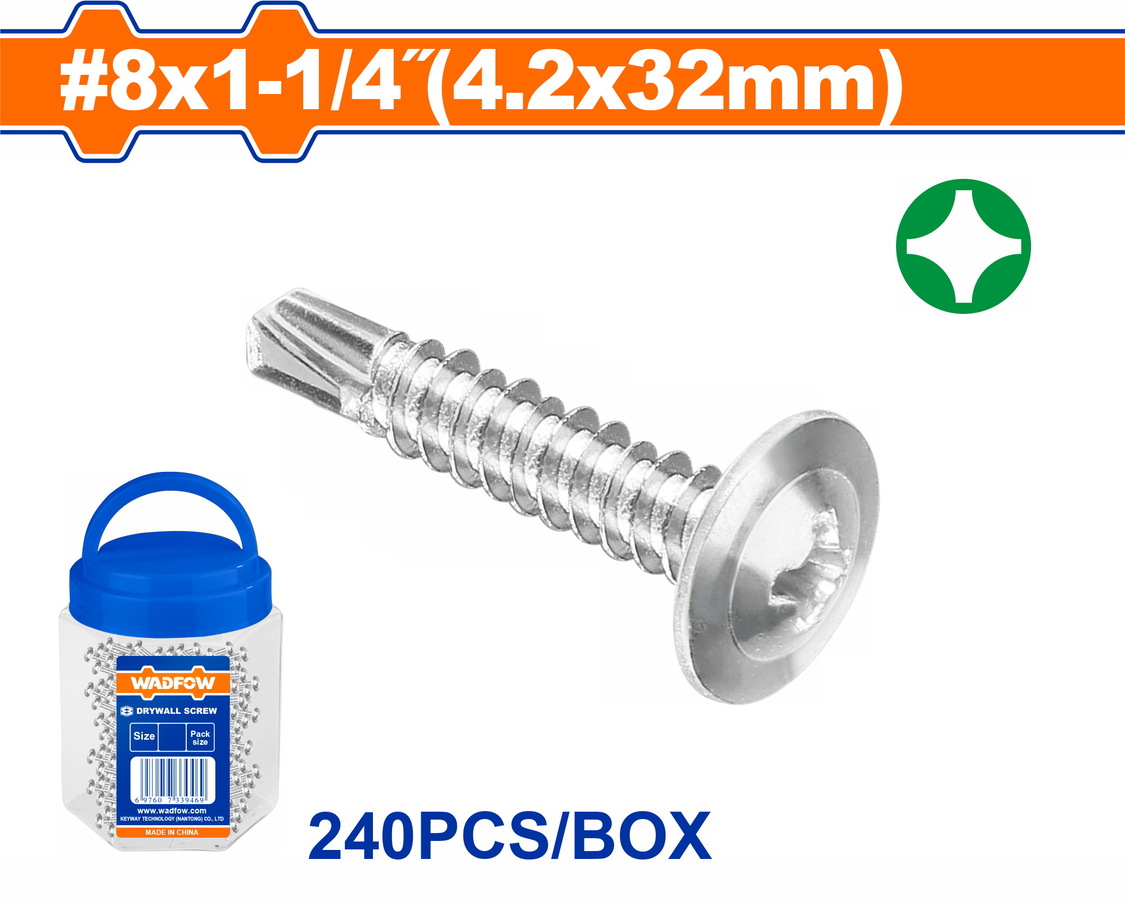 WXS3T14 WADFOW ΛΑΜΑΡΙΝΟΒΙΔΑ ΑΥΤΟΔ/ΤΗ ΓΑΛΒ.WAFFER 8 X 1-1/4" / 4.2 Χ 32mm 240TEM ΣΕ ΠΛΑΣΤΙΚΟ ΒΑΖΑΚΙ (WXS3T14) - Image 1