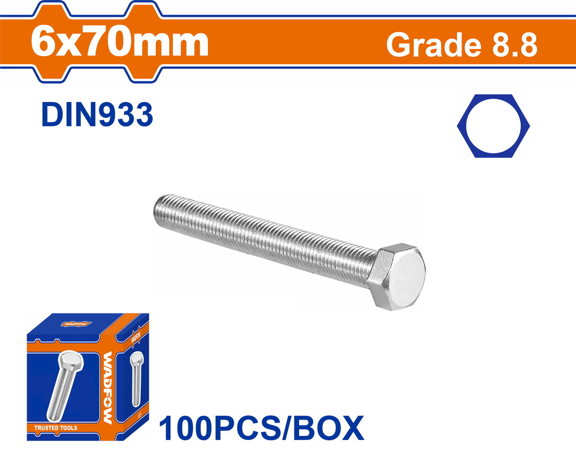 WXSP51DA WADFOW ΒΙΔΑ ΕΞΑΓΩΝΗ ΓΑΛΒ. 8.8 DIN933 6X70 100TEM (WXSP51DA) - Image 1
