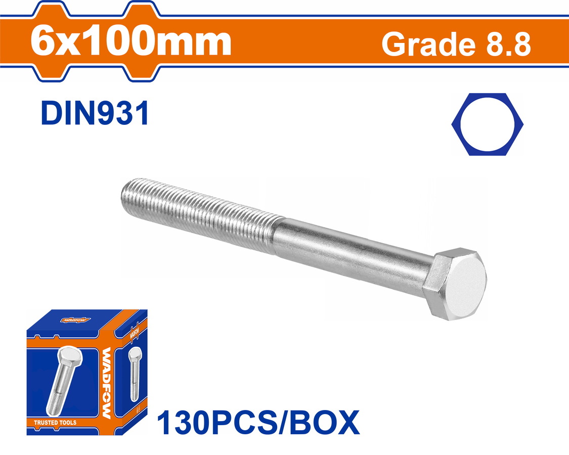 WXSP51HB WADFOW ΒΙΔΑ ΕΞΑΓΩΝΗ ΓΑΛΒ. 8.8 DIN931 6X100 130TEM (WXSP51HB) - Image 1