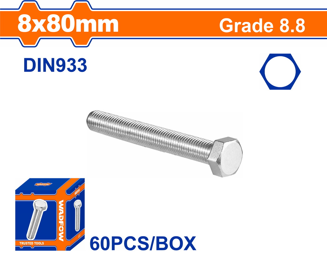 WXSP52FA WADFOW ΒΙΔΑ ΕΞΑΓΩΝΗ ΓΑΛΒ. 8.8 DIN933 8X80 60TEM (WXSP52FA) - Image 1