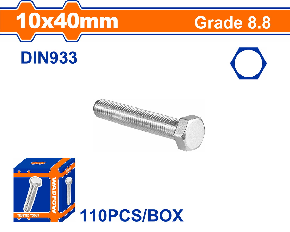 WXSP538A WADFOW ΒΙΔΑ ΕΞΑΓΩΝΗ ΓΑΛΒ. 8.8 DIN933 10X40 110TEM (WXSP538A) - Image 1