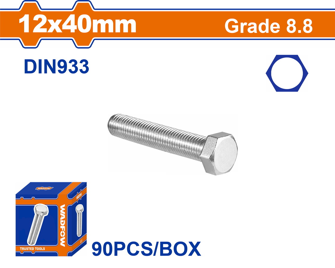 WXSP548A WADFOW ΒΙΔΑ ΕΞΑΓΩΝΗ ΓΑΛΒ. 8.8 DIN933 12X40 90TEM (WXSP548A) - Image 1