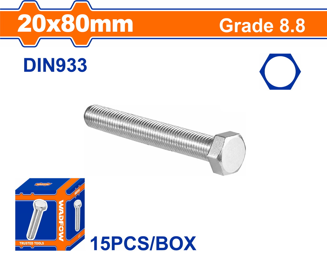WXSP58FA WADFOW ΒΙΔΑ ΕΞΑΓΩΝΗ ΓΑΛΒ. 8.8 DIN933 20X80 15TEM (WXSP58FA) - Image 1